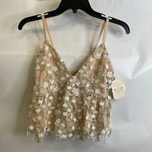 Y2K sequin floral embellished baby doll top L